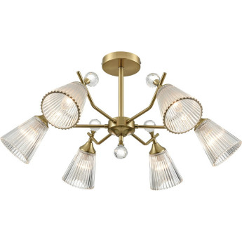 Люстра потолочная LUMION AURICA 8046/6C CLASSI LN24 Е14 6*40W 220V латунь/прозрачное стекло